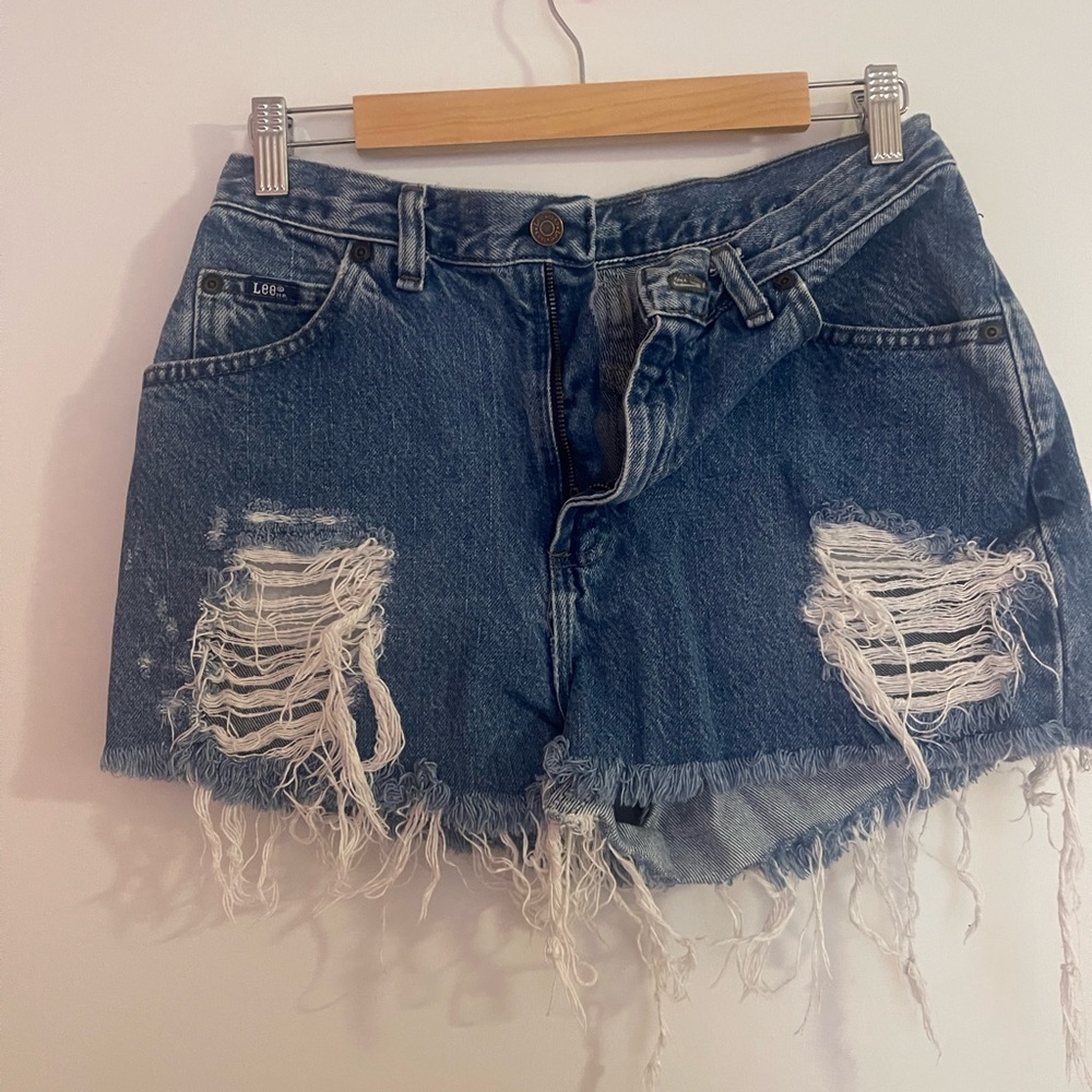 Lee women’s Blue Distressed Jean Shorts